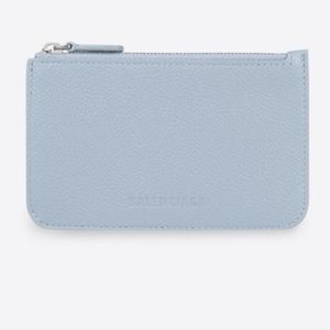 Balenciaga Essential Long Coin And Card Holder Blue Grey